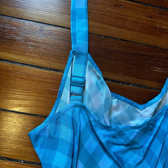 J. Crew Gwyneth VNeck Cupro Blend Slip Gingham Dress Blue - Picture 7 of 8